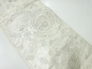 アンティーク　鏡裏に花鳥模様織出し袋帯（材料）